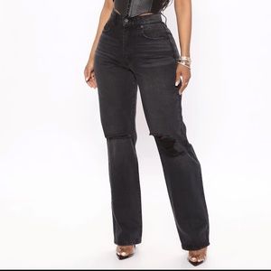 Fashion Nova Black Straight Leg Jeans